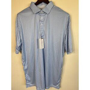 Collars & Co. Mens 3XL Blue & White Checkered Dress Collar Polo Lightweight & Mo